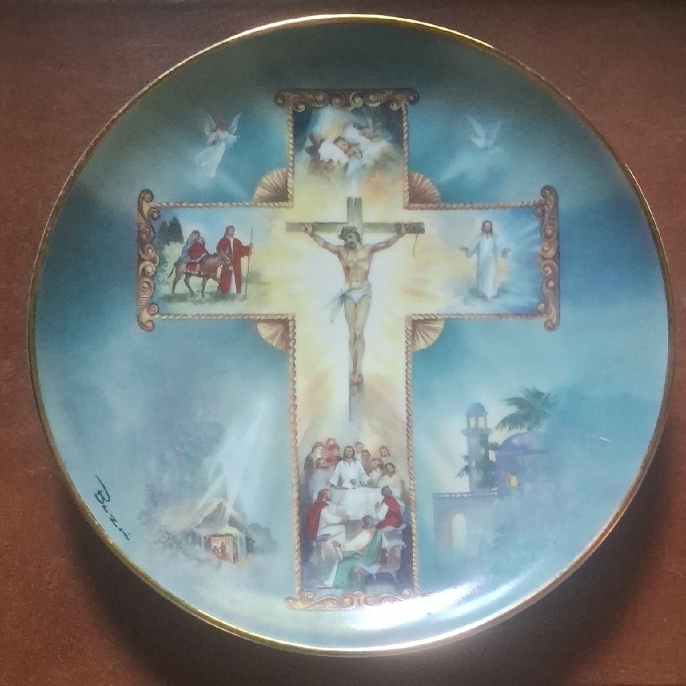"Life Of Christ" By Bar Zoni. Fine Porcelain Plate with Religious Art